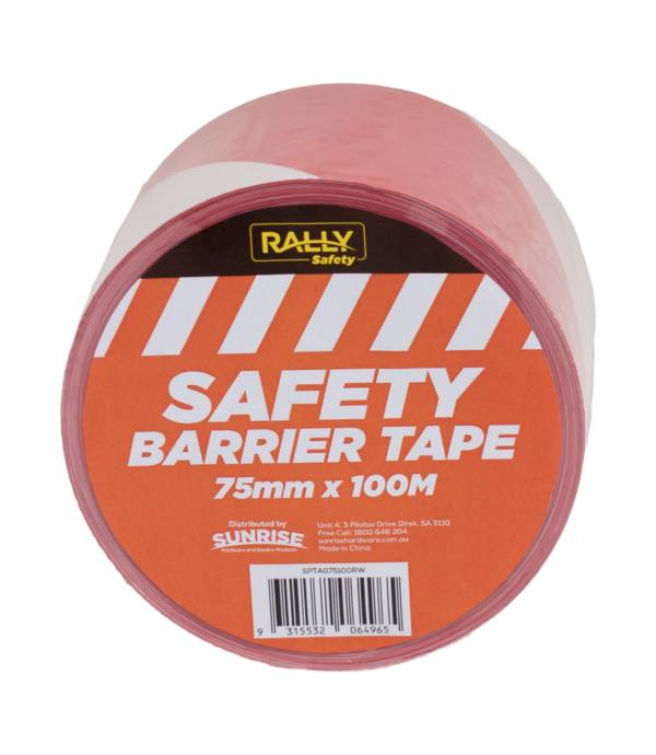 SPTA075100RW front view Barrier Tape - Safety - 75mm x 100M x 50UM, RedWhite